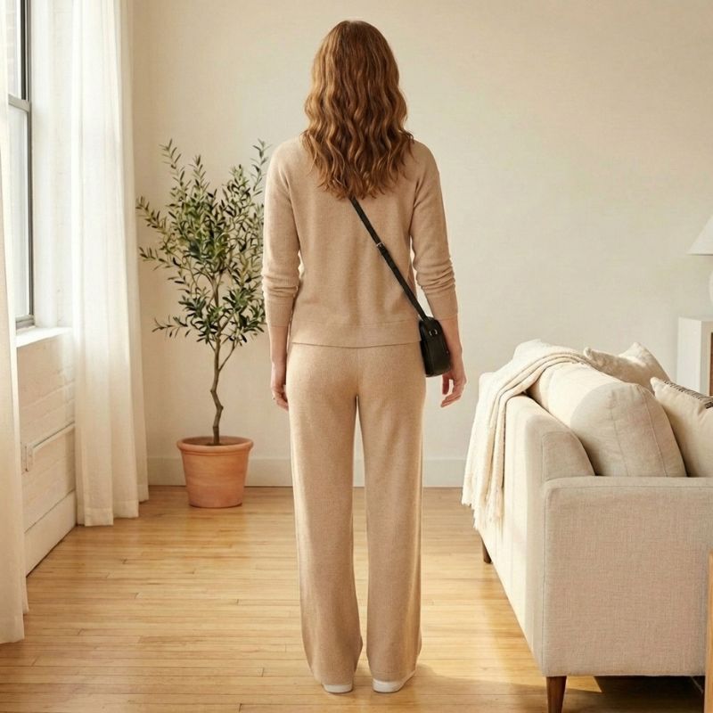 Flarell™ – Ribbed Stripe Crewneck &amp; Wide-Leg Pants Women&