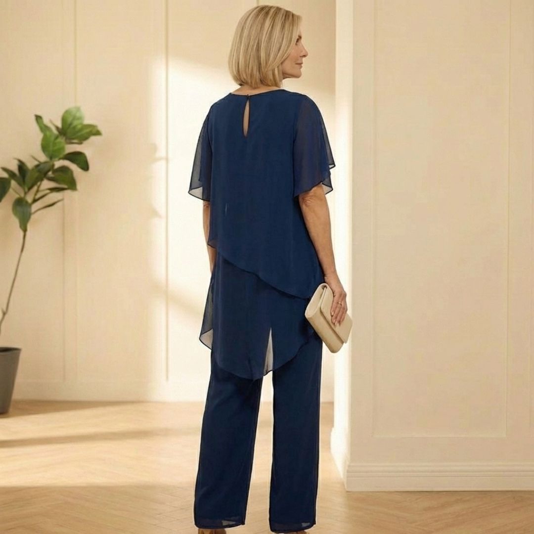 Drapesse™ – Asymmetric Layered Chiffon Top &amp; Wide Leg Pants Set + 50% OFF