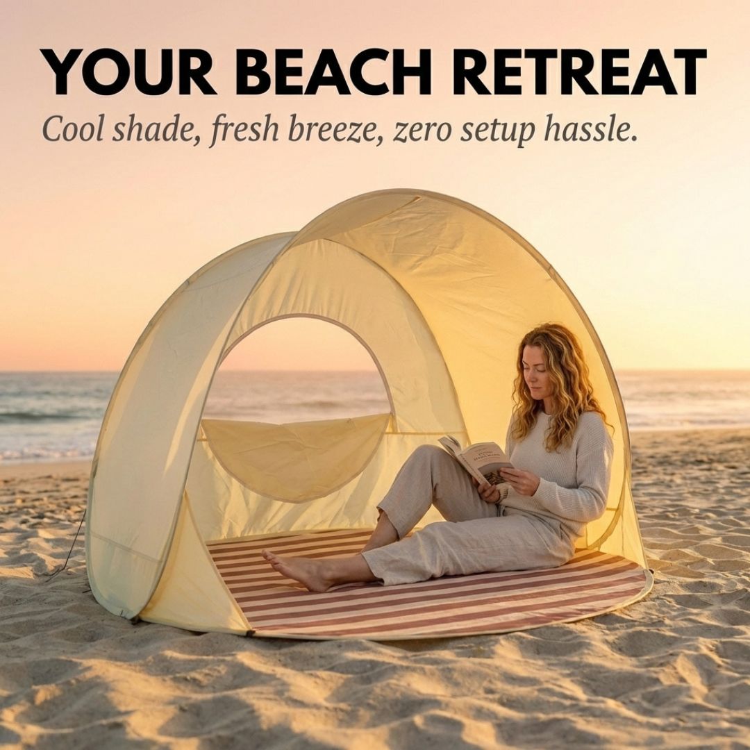 Shorecove™ – Pop-Up Beach Tent with UPF 50+ Sun Protection &amp; 360° Airflow + 50% OFF
