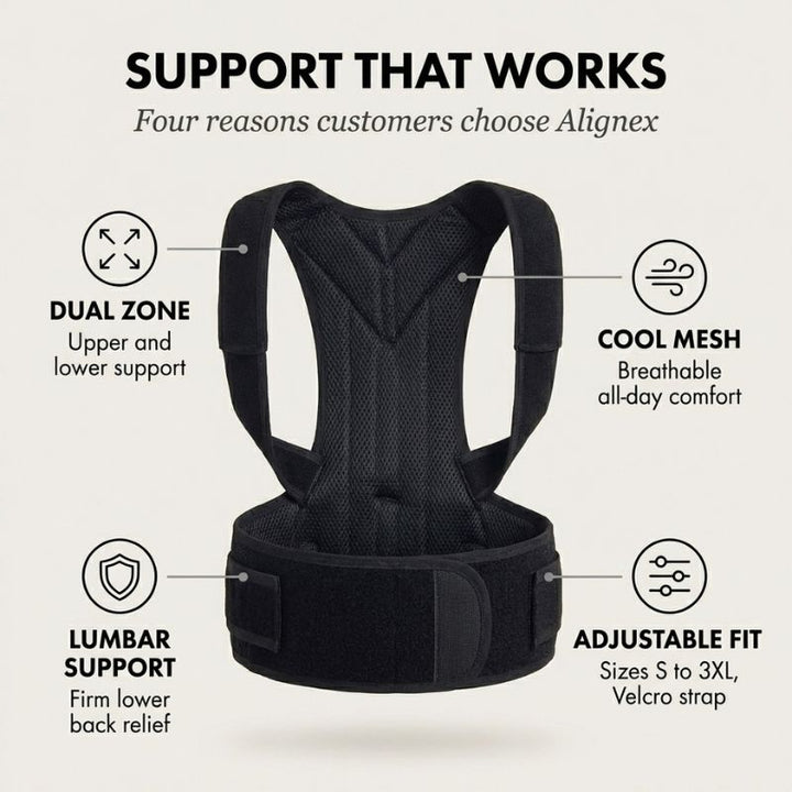 Alignex™ – Dual-Zone Back &amp; Posture Support Brace for Men &amp; Women + 50% OFF