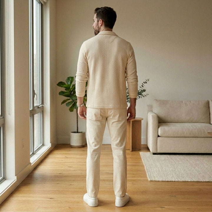 Harlow™ – Waffle-Knit Shirt Jacket &amp; Straight-Leg Pants 2-Piece Set for Men + 50% OFF