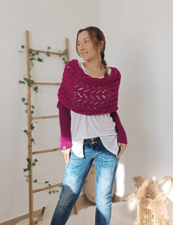 The AuraKnit Cable Wrap – Versatile Knitted Shrug for Women + 50% OFF