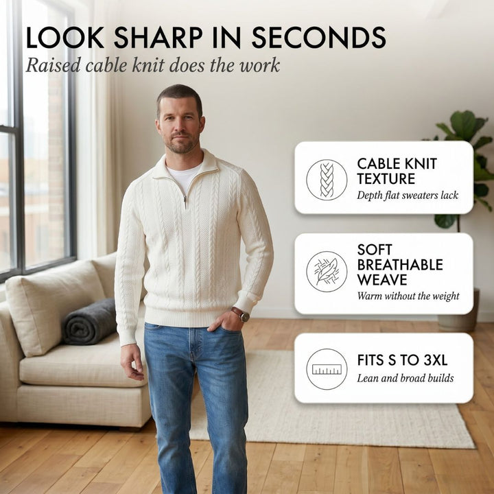 Braidwell™ – Cable-Knit Half-Zip Men&