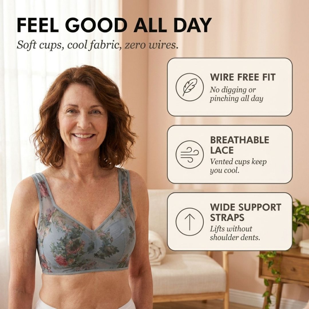 Bloomere™ – Wire-Free Lace Comfort Bra with Buttonless Pull-On Design + 50% OFF