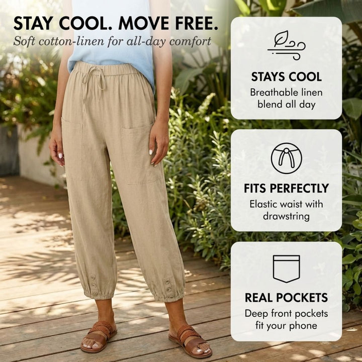 Breezewick™ – Soft Cotton-Linen Wide Leg Capri Pants for Women + 50% OFF