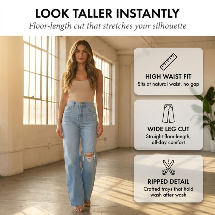 Selvedge™ – High-Waist Wide-Leg Distressed Jeans for Women + 50% OFF