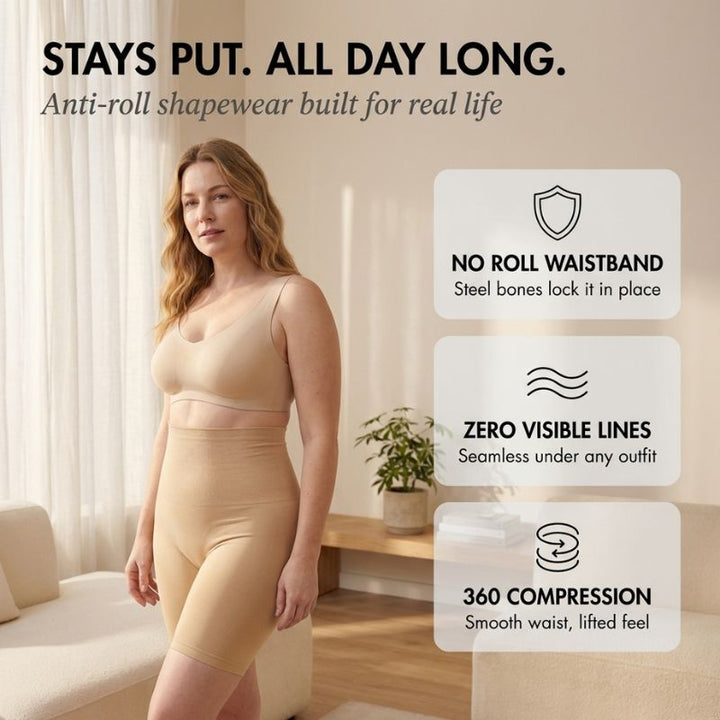 Formveil™ – Anti-Roll High-Waist Tummy Control Shapewear Shorts + 50% OFF