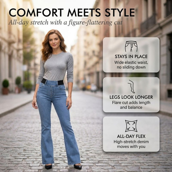 Hemline™ – High Waist Elastic Flare Jeans for Women + 50% OFF