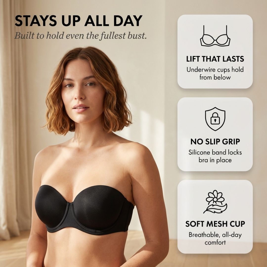 Formelle™ – Strapless Underwire Balconette Bra | Mesh Cup, All-Day Hold + 50% OFF