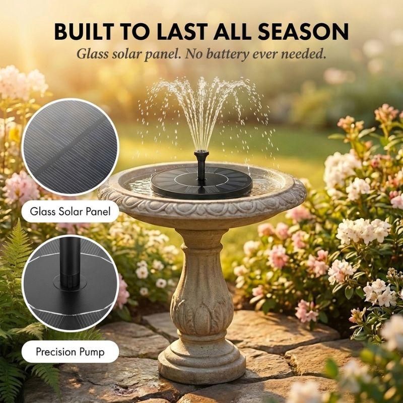 SunPerch™ – Solar Floating Fountain Pump for Bird Baths &amp; Garden Ponds + 50% OFF