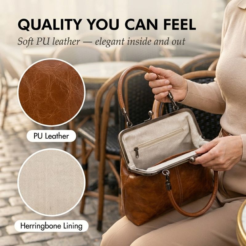 Claspelle™ – Vintage Kiss-Lock Convertible Crossbody Handbag + 50% OFF