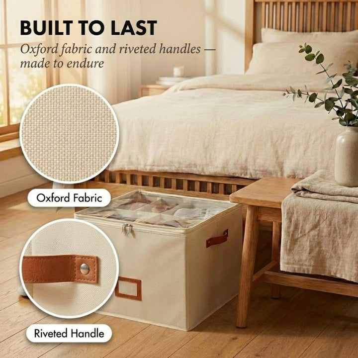 Alcove™ – Foldable Shoe Storage Box with Adjustable Dividers, Dustproof Lid &amp; Handles | Holds 8-16 Pairs + 50% OFF