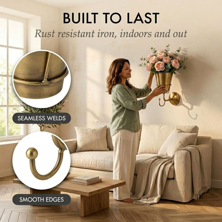 Patina™ – Vintage Brass Wall-Mounted Flower Vase with Hook + 50% OFF