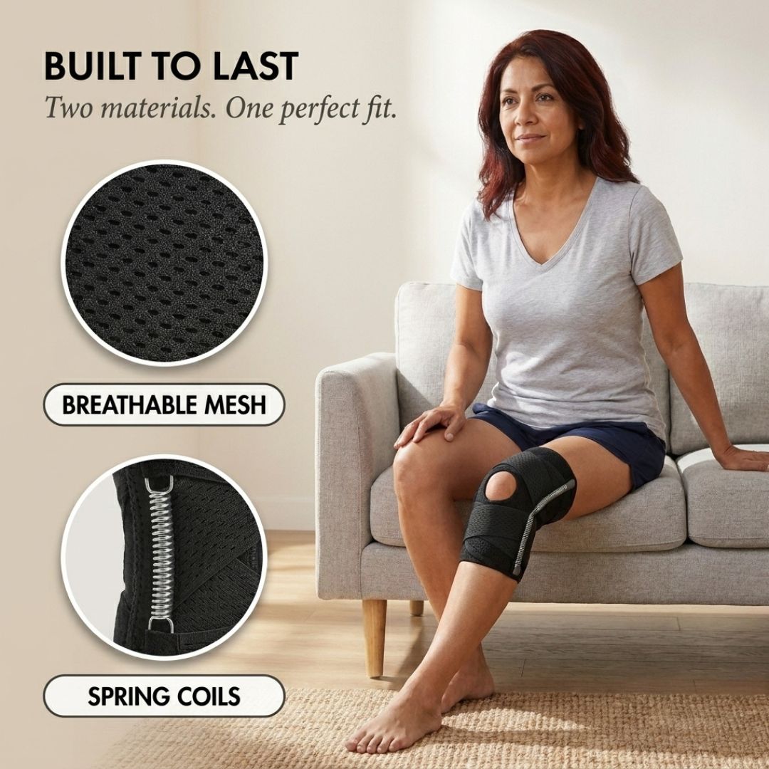 FlexAnchor™ – Open-Patella Knee Brace with V-Strap Support &amp; Spring Stabilizers + 50% OFF