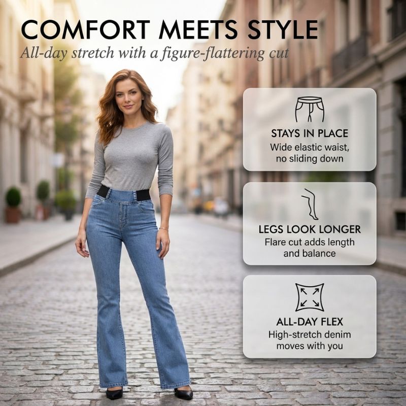 Striden™ – High-Waist Elastic Stretch Flare Denim Jeans + 50% OFF