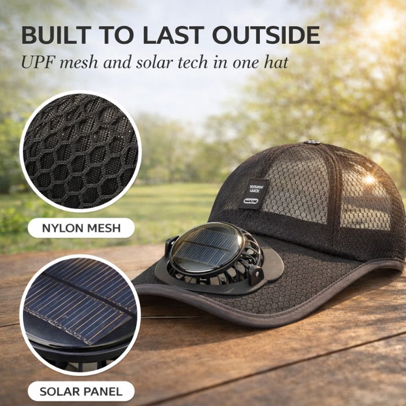 Heliowave™ – Solar-Powered Cooling Fan Baseball Cap with UPF50+ Sun Protection + 50% OFF
