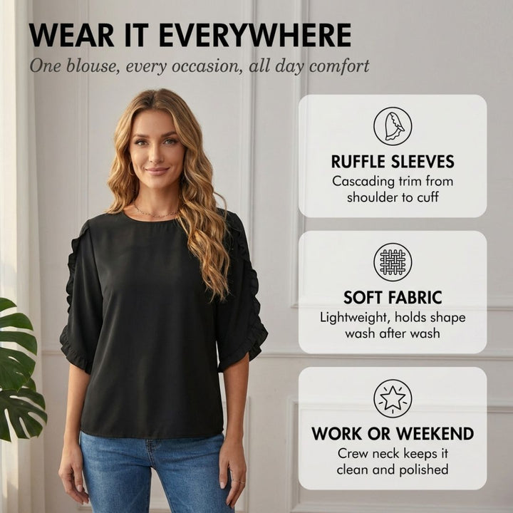 Fleurette™ – Ruffle Sleeve 3/4 Blouse for Women | Relaxed Fit | + 50% OFF