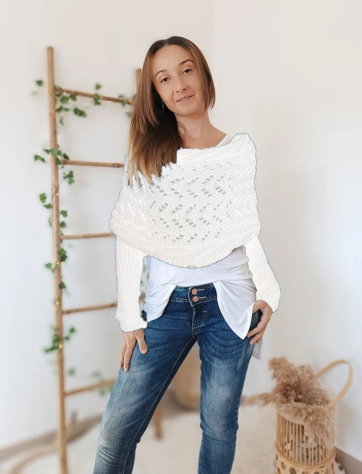The AuraKnit Cable Wrap – Versatile Knitted Shrug for Women + 50% OFF