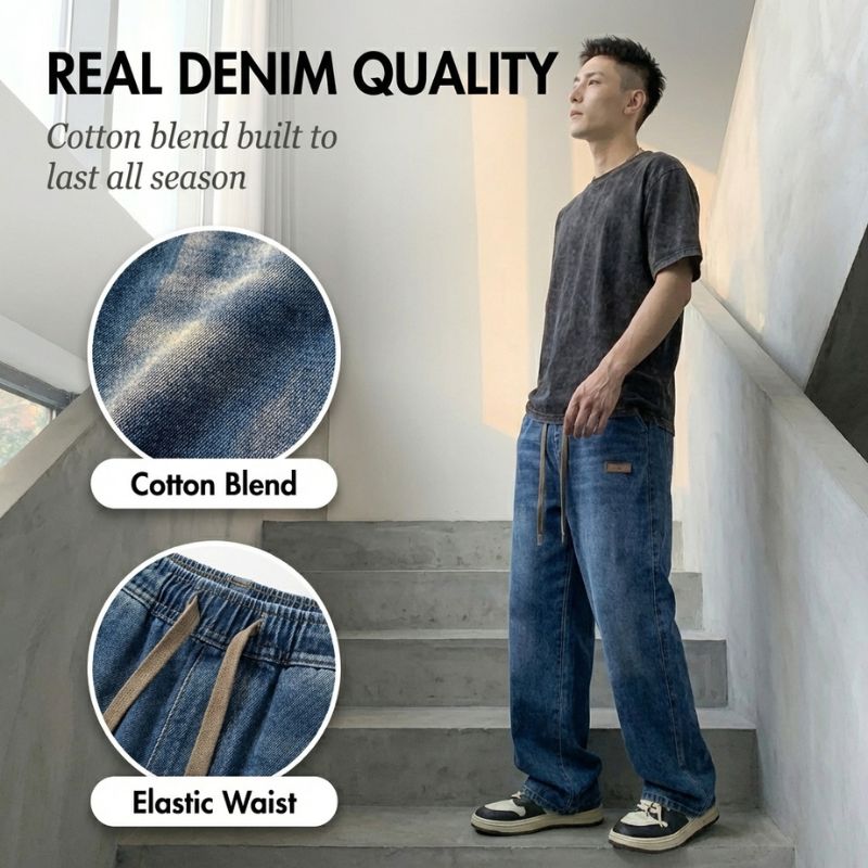 Cresvik™ – Wide-Leg Drawstring Baggy Jeans for Men + 50% OFF