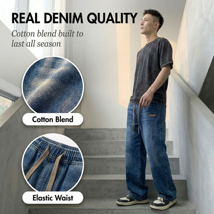 Cresvik™ – Wide-Leg Drawstring Baggy Jeans for Men + 50% OFF