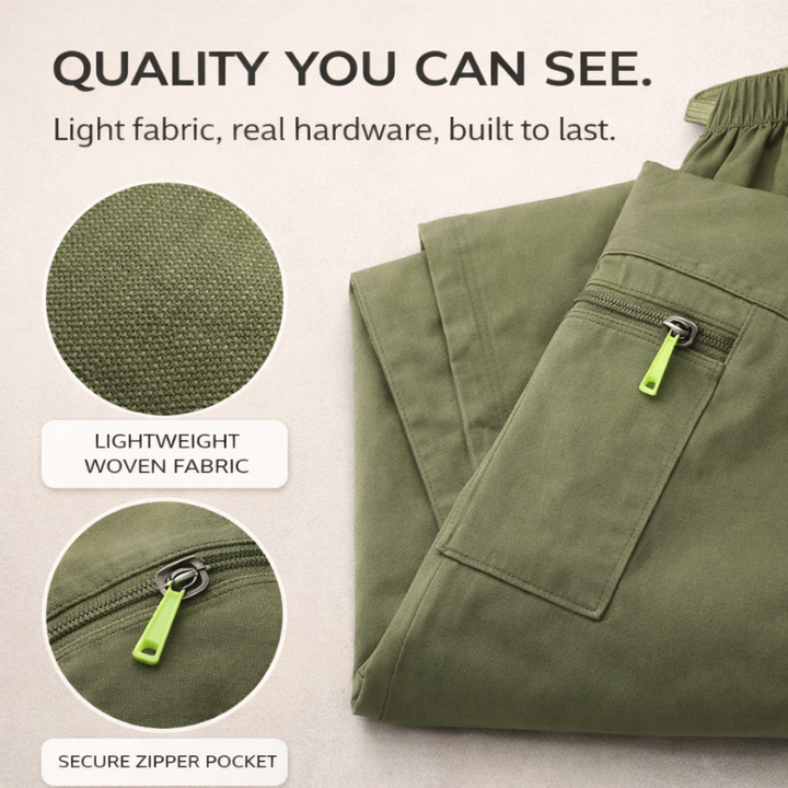 Drifthem™ – Lightweight Cargo Pants with Zipper Pocket, Drawstring Waist, Wide-Leg Fit – 2-Pack Women&