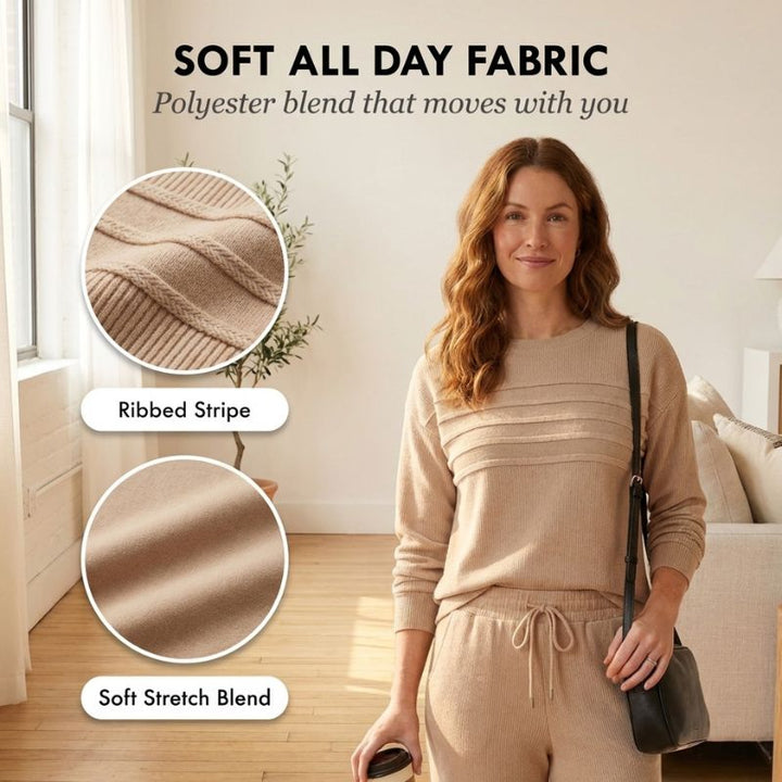 Flarell™ – Ribbed Stripe Crewneck &amp; Wide-Leg Pants Women&