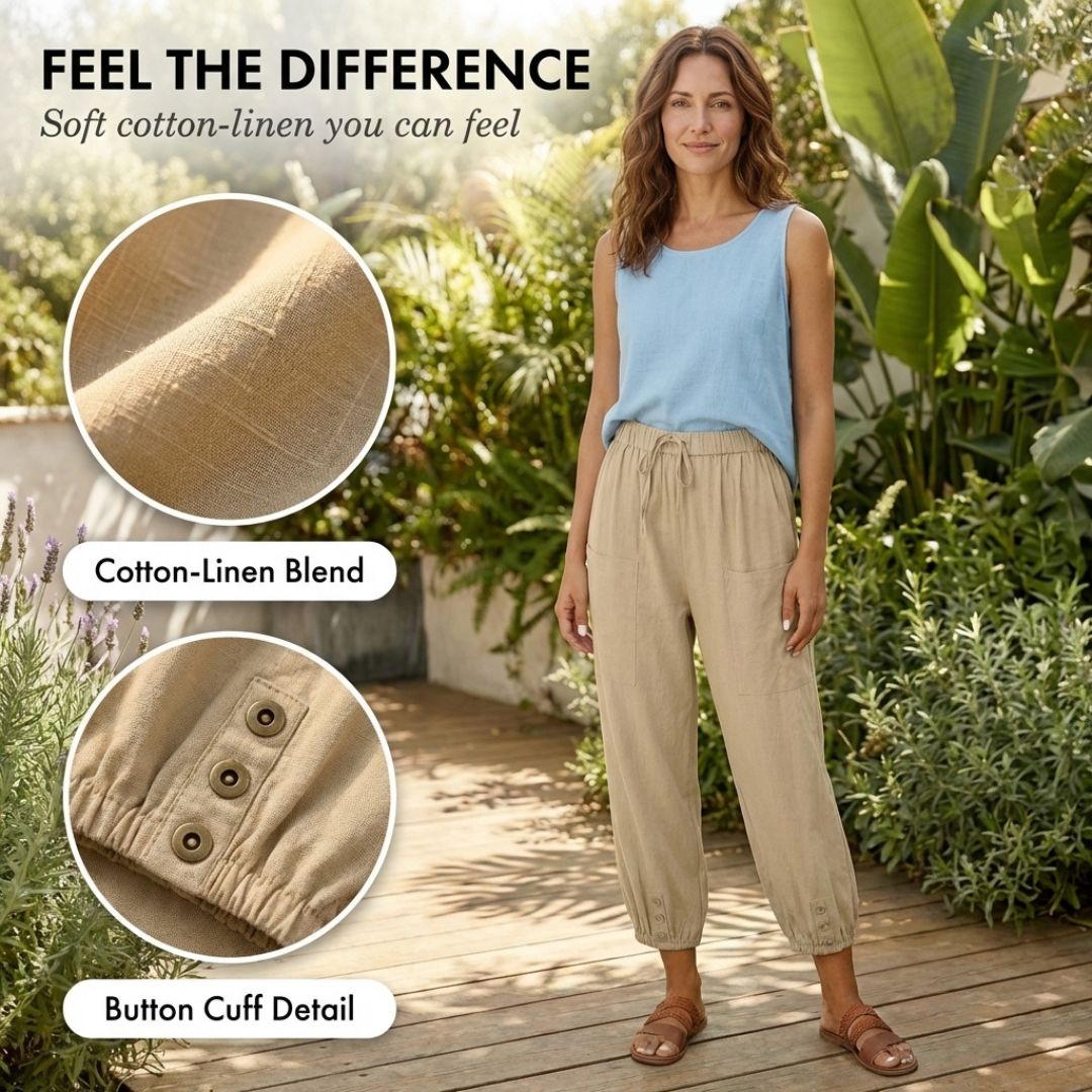 Breezewick™ – Soft Cotton-Linen Wide Leg Capri Pants for Women + 50% OFF