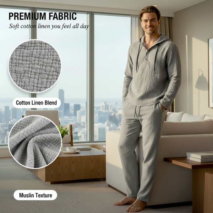 Flaxen™ – Soft Linen-Cotton Hoodie &amp; Pants Men&