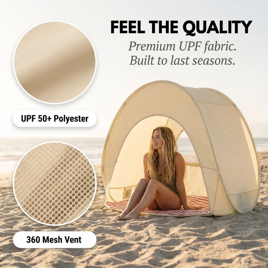 Shorecove™ – Pop-Up Beach Tent with UPF 50+ Sun Protection &amp; 360° Airflow + 50% OFF