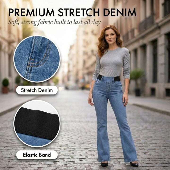 Hemline™ – High Waist Elastic Flare Jeans for Women + 50% OFF