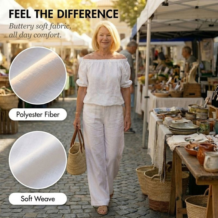Easewick™ – Convertible Drawstring Top &amp; Wide-Leg Pants 2-Piece Set + 50% OFF