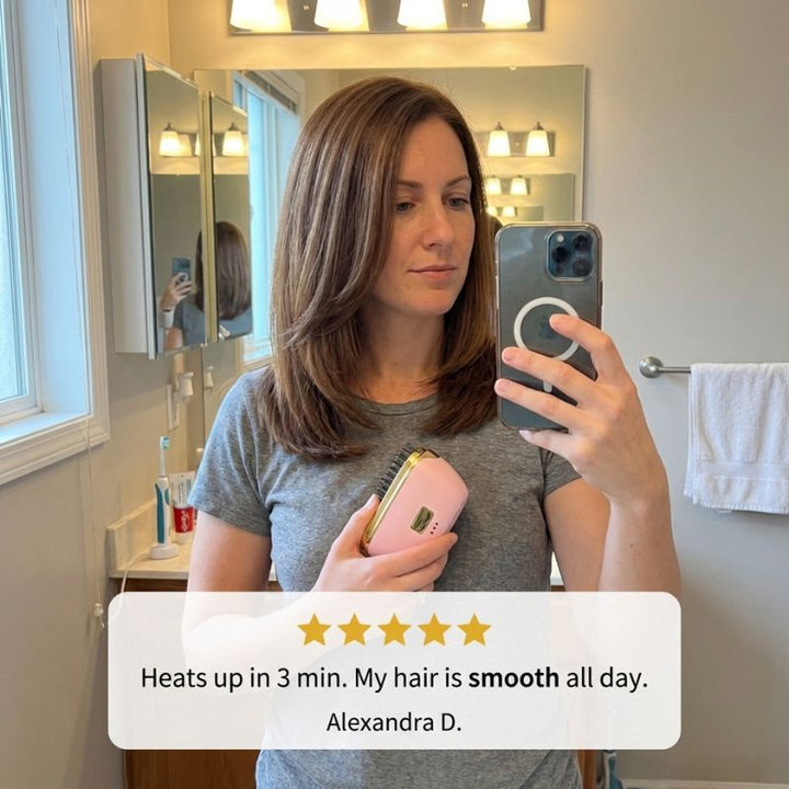 Velura™ – Cordless Hair Straightener Brush with Negative Ions &amp; MCH Ceramic Heat + 50% OFF