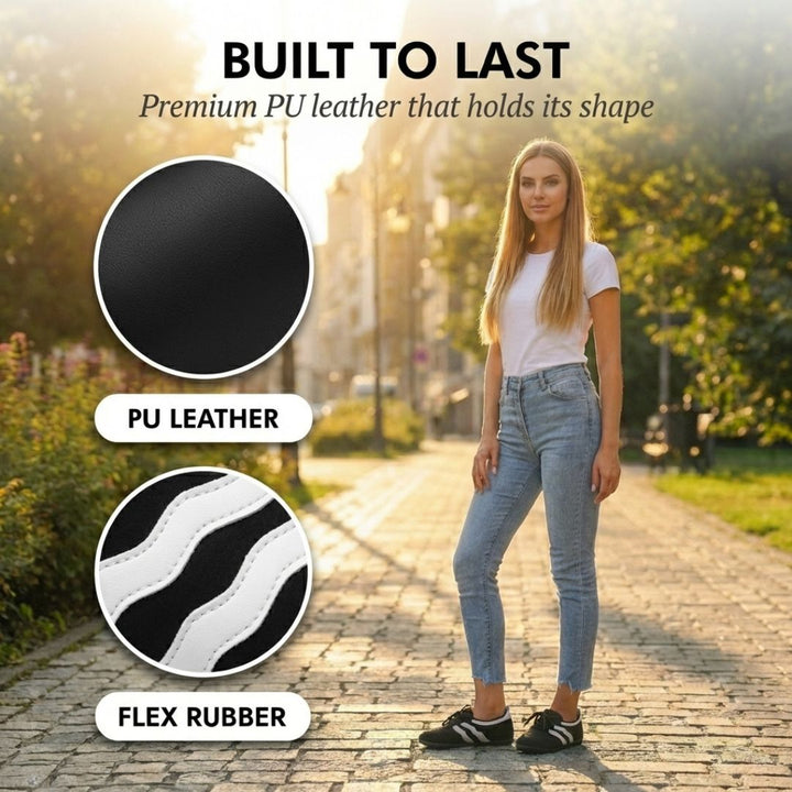 Cobbleway™ – Retro Wave Stripe PU Leather Lace-Up Women&