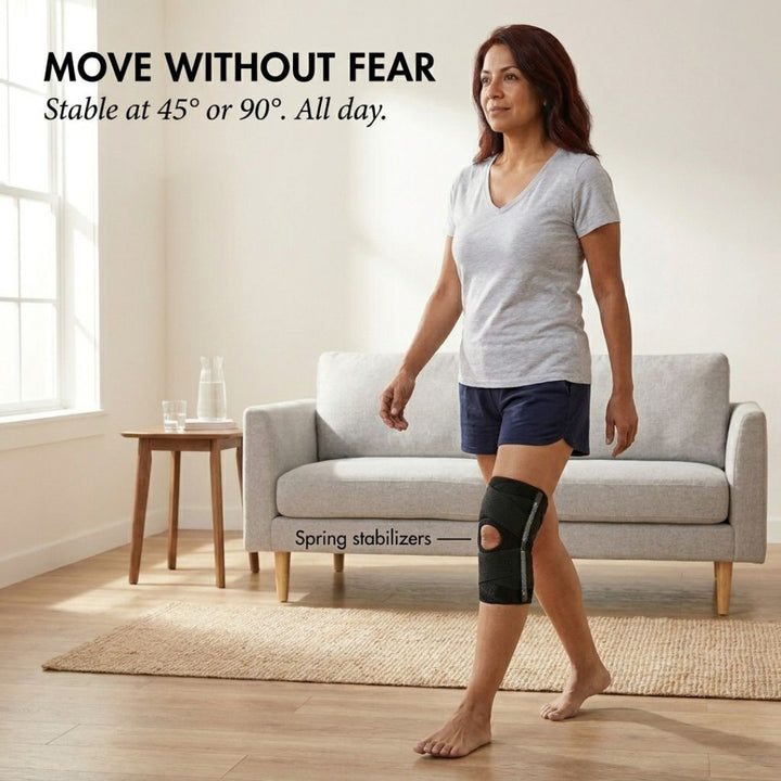 FlexAnchor™ – Open-Patella Knee Brace with V-Strap Support &amp; Spring Stabilizers + 50% OFF