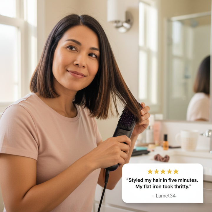 Velura™ – Cordless Ceramic Heated Hair Straightener Brush + 50% OFF