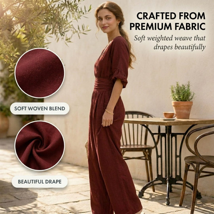 Solelle™ – Elegant V-Neck Wide-Leg Jumpsuit + 50% OFF