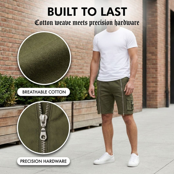 Rivet™ – Zipper Accent Multi-Pocket Tactical Cargo Shorts + 50% OFF