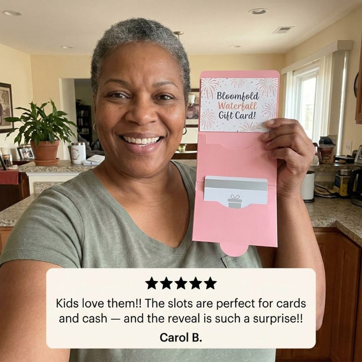 Bloomfold™ – Personalized Waterfall Birthday Gift Card Booklet, 4 Slots, Group Gift Ready + 1+ 2 FREE