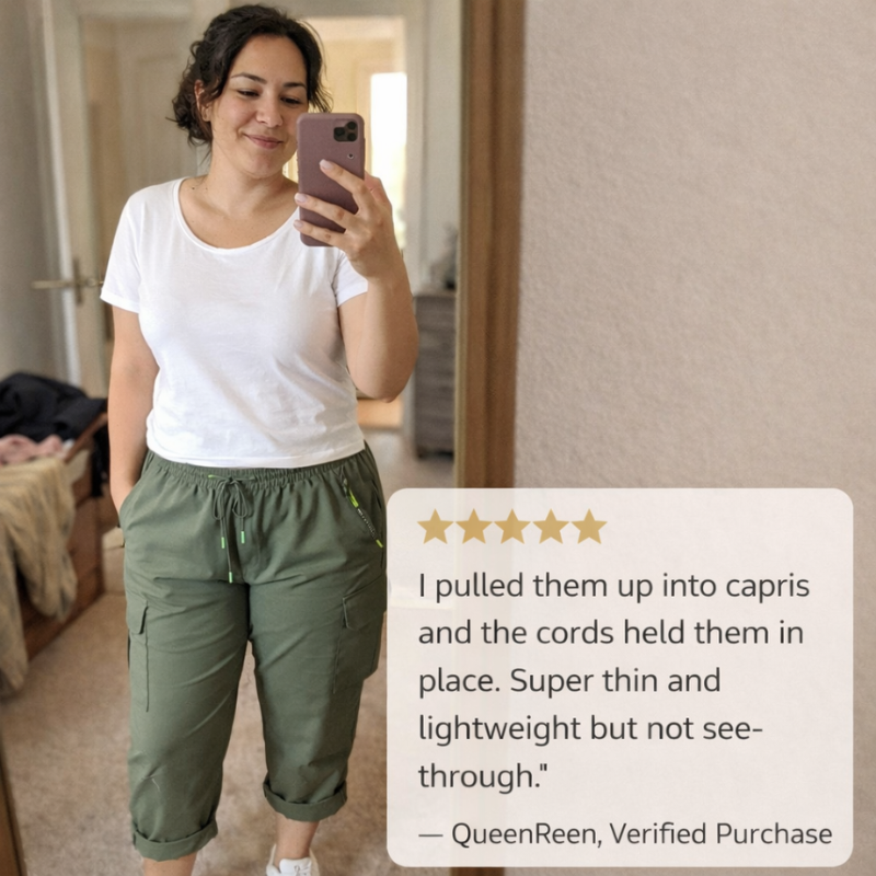 Drifthem™ – Lightweight Cargo Pants with Zipper Pocket, Drawstring Waist, Wide-Leg Fit – 2-Pack Women&