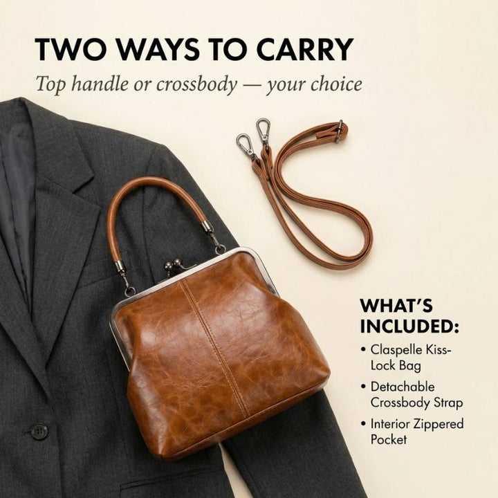 Claspelle™ – Vintage Kiss-Lock Convertible Crossbody Handbag + 50% OFF