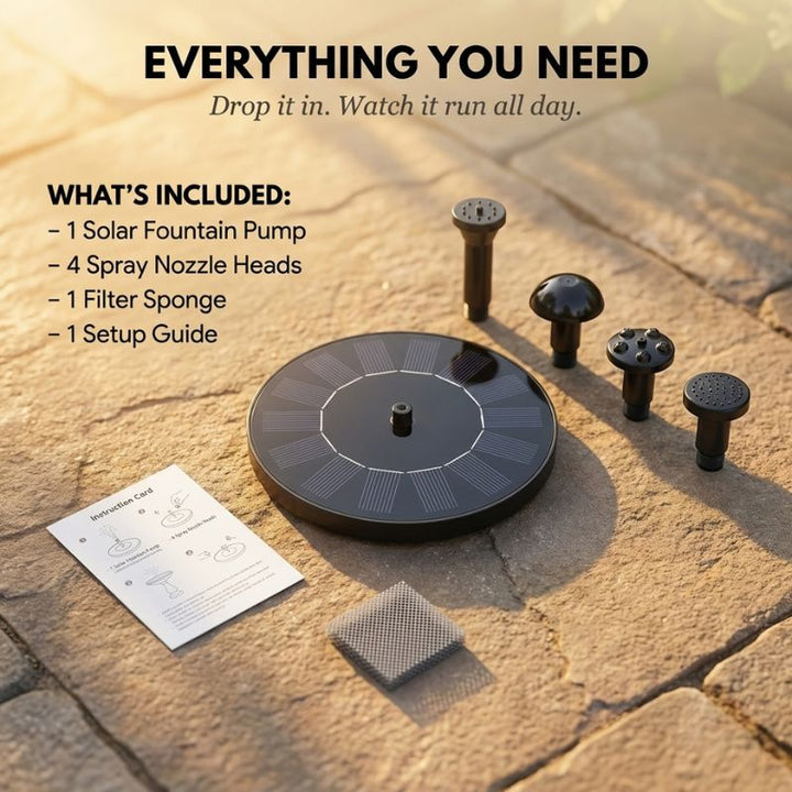 SunPerch™ – Solar Floating Fountain Pump for Bird Baths &amp; Garden Ponds + 50% OFF