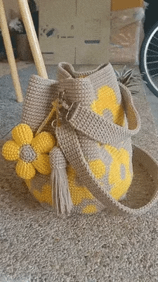 Marigold Lane™ – Handmade Crochet Flower Tote with 3D Floral Appliqués &amp; Tassel Charm + 50% OFF