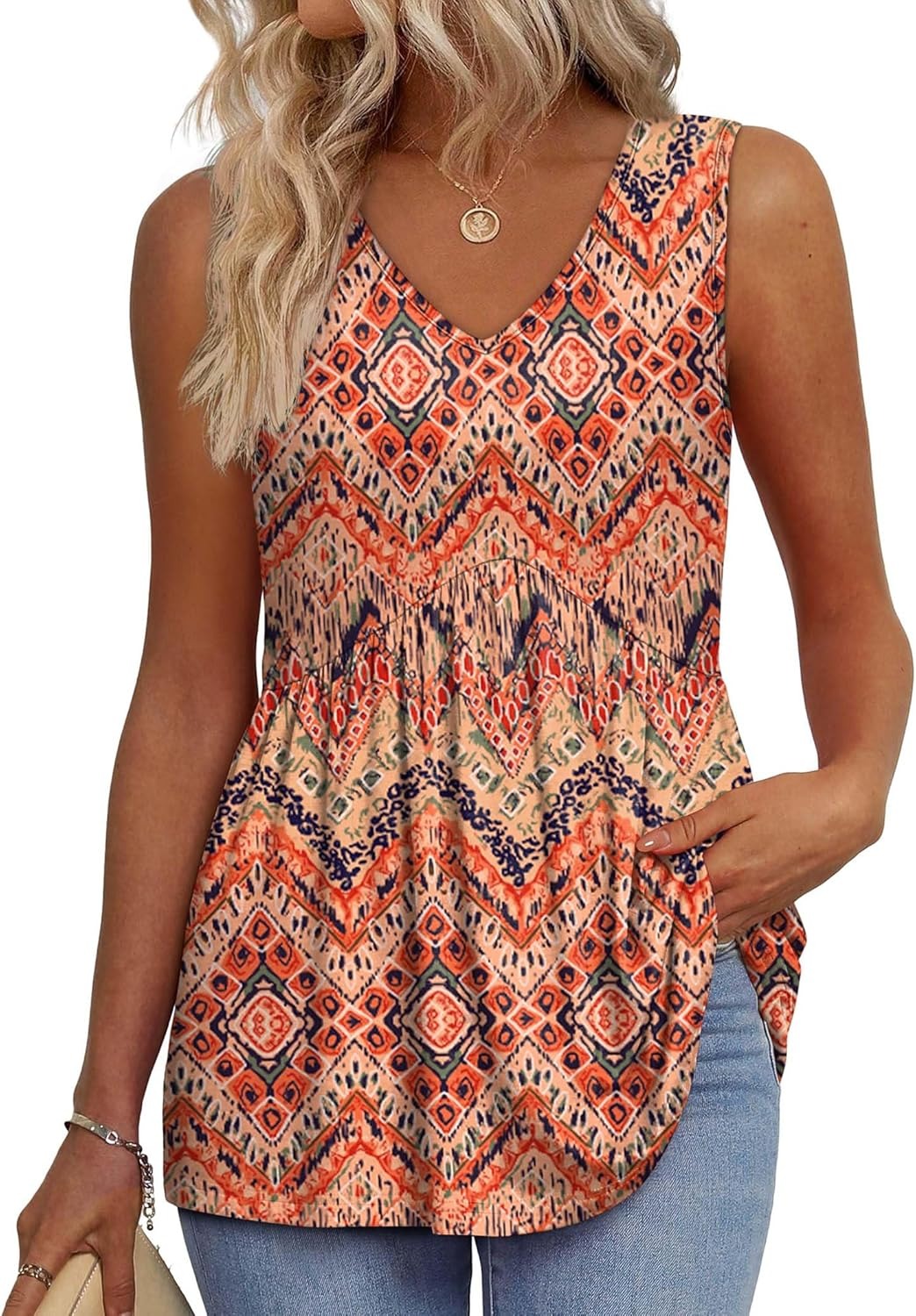 Brisella™ – Flowy V-Neck Peplum Sleeveless Summer Tank Top + 50% OFF