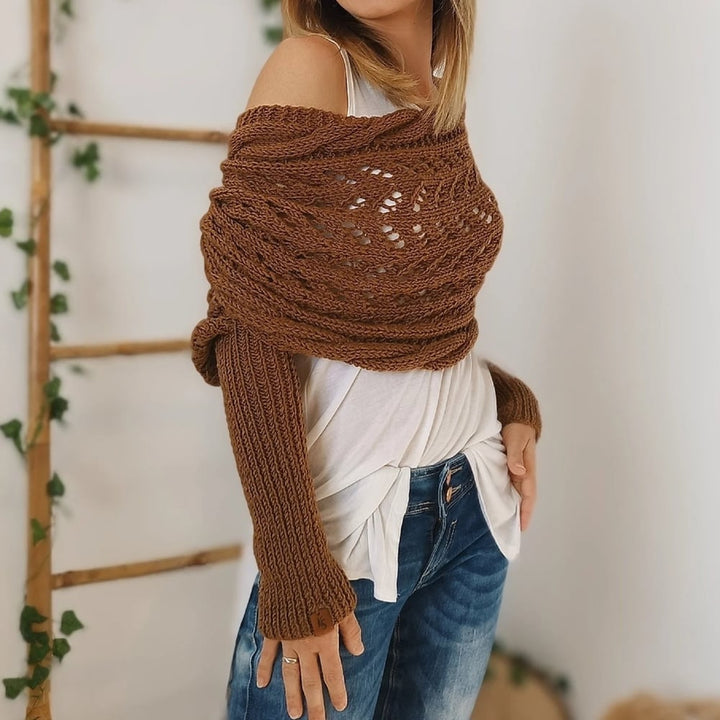 The AuraKnit Cable Wrap – Versatile Knitted Shrug for Women + 50% OFF