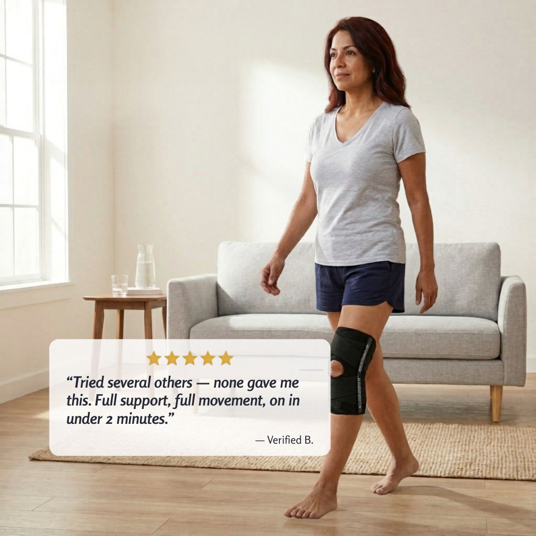 FlexAnchor™ – Open-Patella Knee Brace with V-Strap Support &amp; Spring Stabilizers + 50% OFF