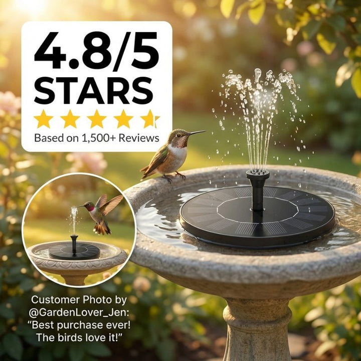 SunPerch™ – Solar Floating Fountain Pump for Bird Baths &amp; Garden Ponds + 50% OFF