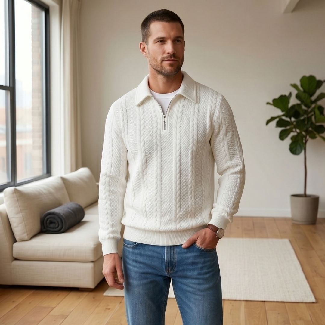 Braidwell™ – Cable-Knit Half-Zip Men&
