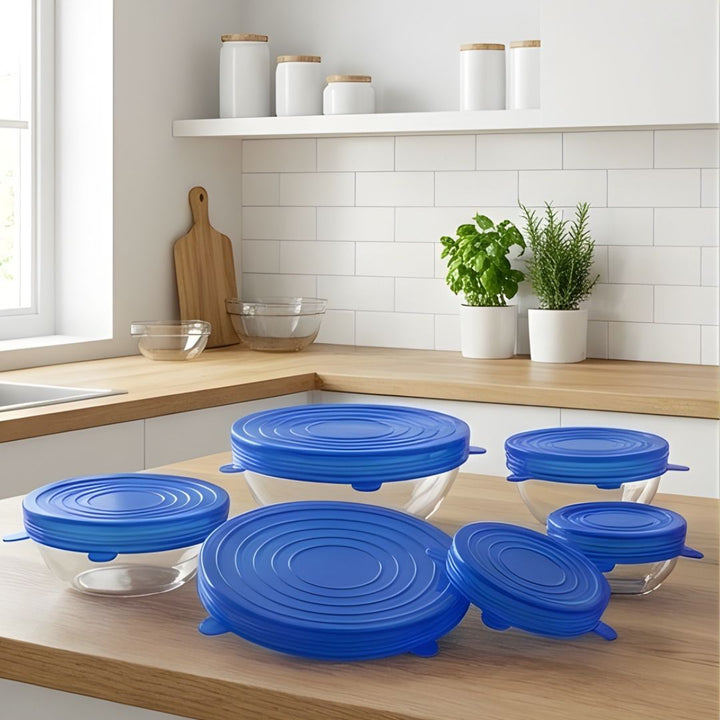 FreshLock™ – Airtight Stretch Silicone Food Cover Lids Set (6 Sizes, BPA-Free) + 50% OFF