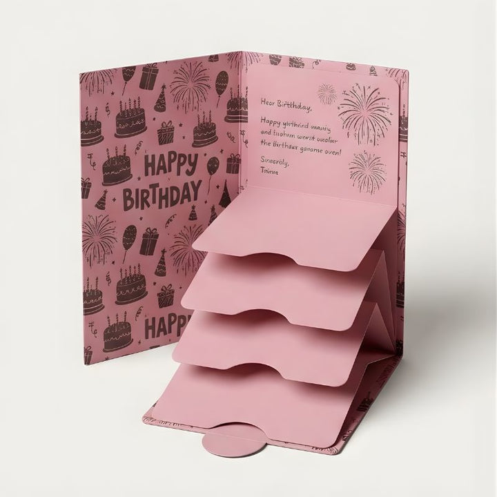 Bloomfold™ – Personalized Waterfall Birthday Gift Card Booklet, 4 Slots, Group Gift Ready + 1+ 2 FREE