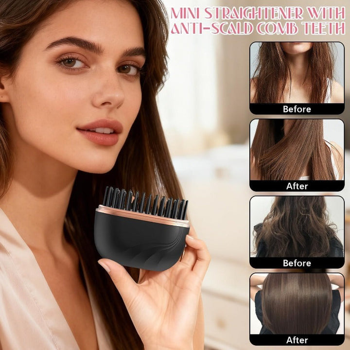 Miravel – Mini Cordless Hair Straightener Brush with 30s Fast Heat &amp; USB-C Charging + 50% OFF